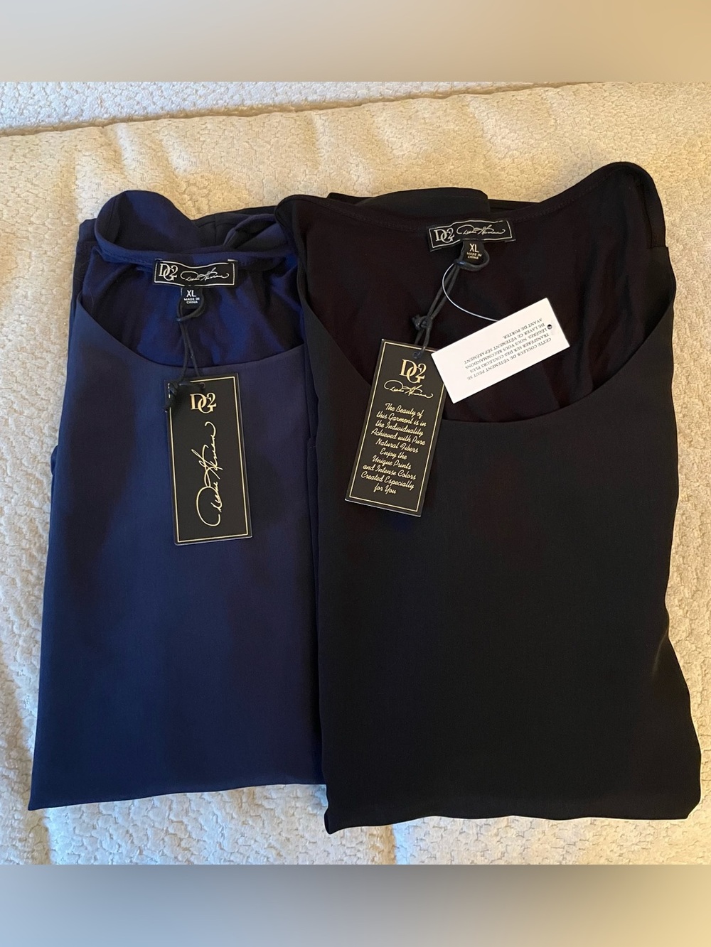 DG2 by Diane Gilman Easy Tank Top Layered Size XL NWT Lot 2 Navy Black Lagenlook
